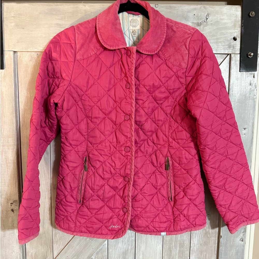 Joules Pink Quilted Puffer Jacket with Zipper